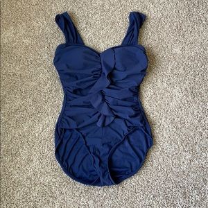 Size 10 navy blue one piece swim suit